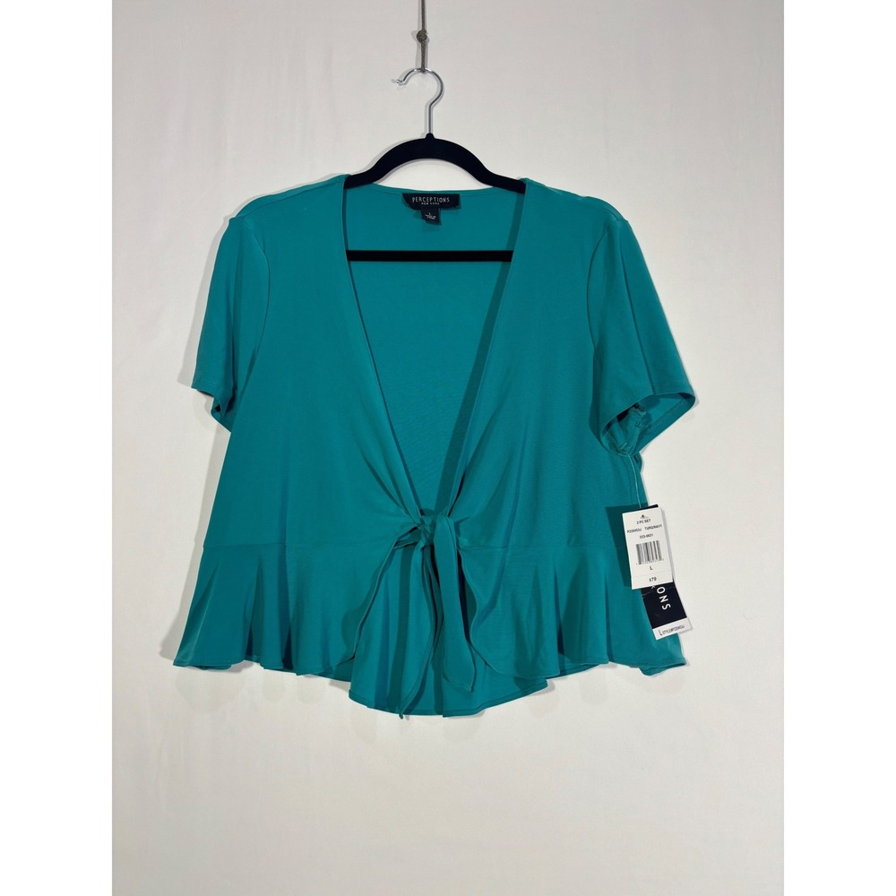 Boho Perceptions Tie Front Cardigan Women Large Teal P220453J Turquoise